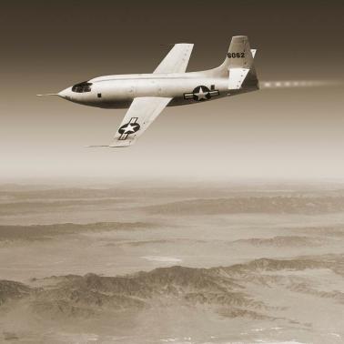 Primero de los prototipos matriculados (46-062) X-1 en pleno vuelo